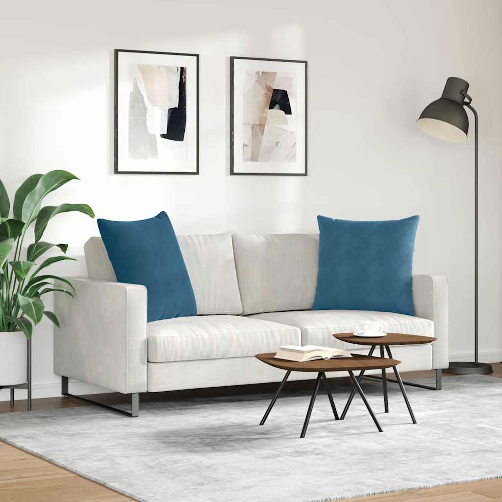 Μαξιλάρι Καναπέ 2 pcs Μπλε 80 x 80 cm Υφασμάτινο Κορντουρά