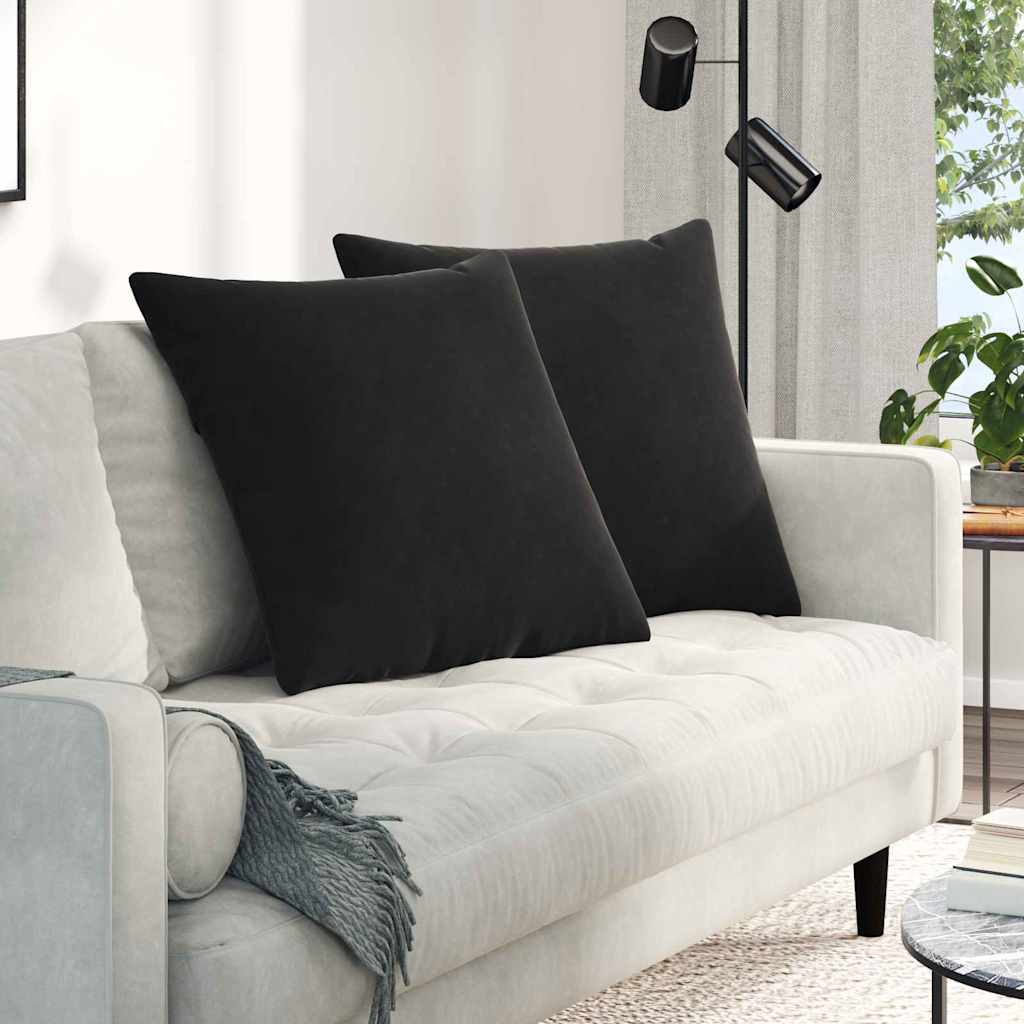 Μαξιλάρι Καναπέ 2 pcs Μαύρο 80 x 80 cm Υφασμάτινο Κορντουρά