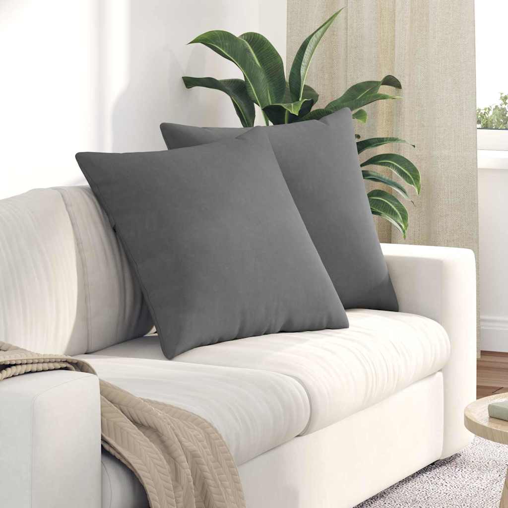 Μαξιλάρι Καναπέ 2 pcs Σκούρο Γκρι 80 x 80 cm ύφασμα