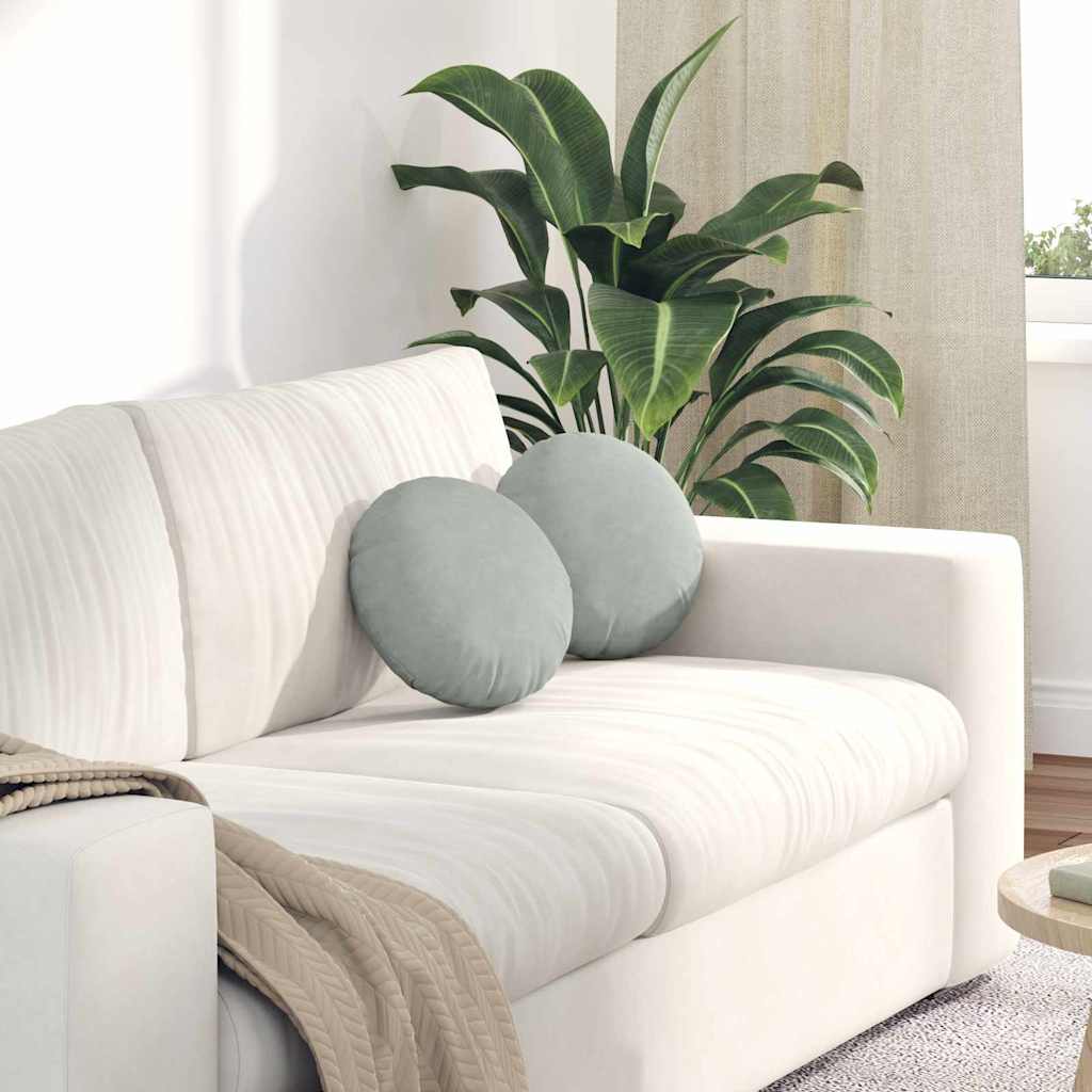 Μαξιλάρια καθισμάτων 2 pcs Ανοιχτό γκρι Ø30 x 13 εκ Βελούδο