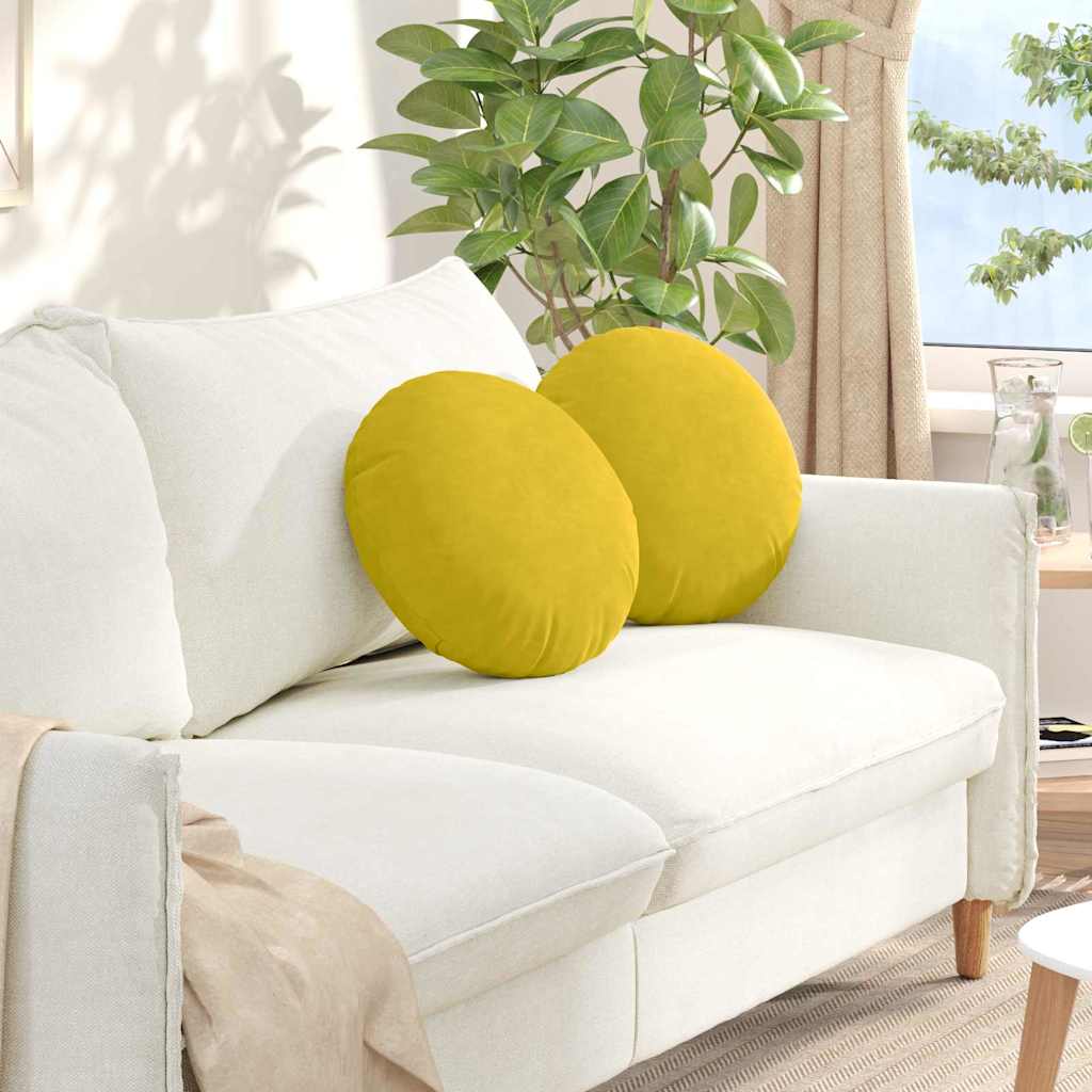 Μαξιλάρια καθισμάτων 2 pcs Κίτρινο Ø 40 x 13 εκ. Βελούδο
