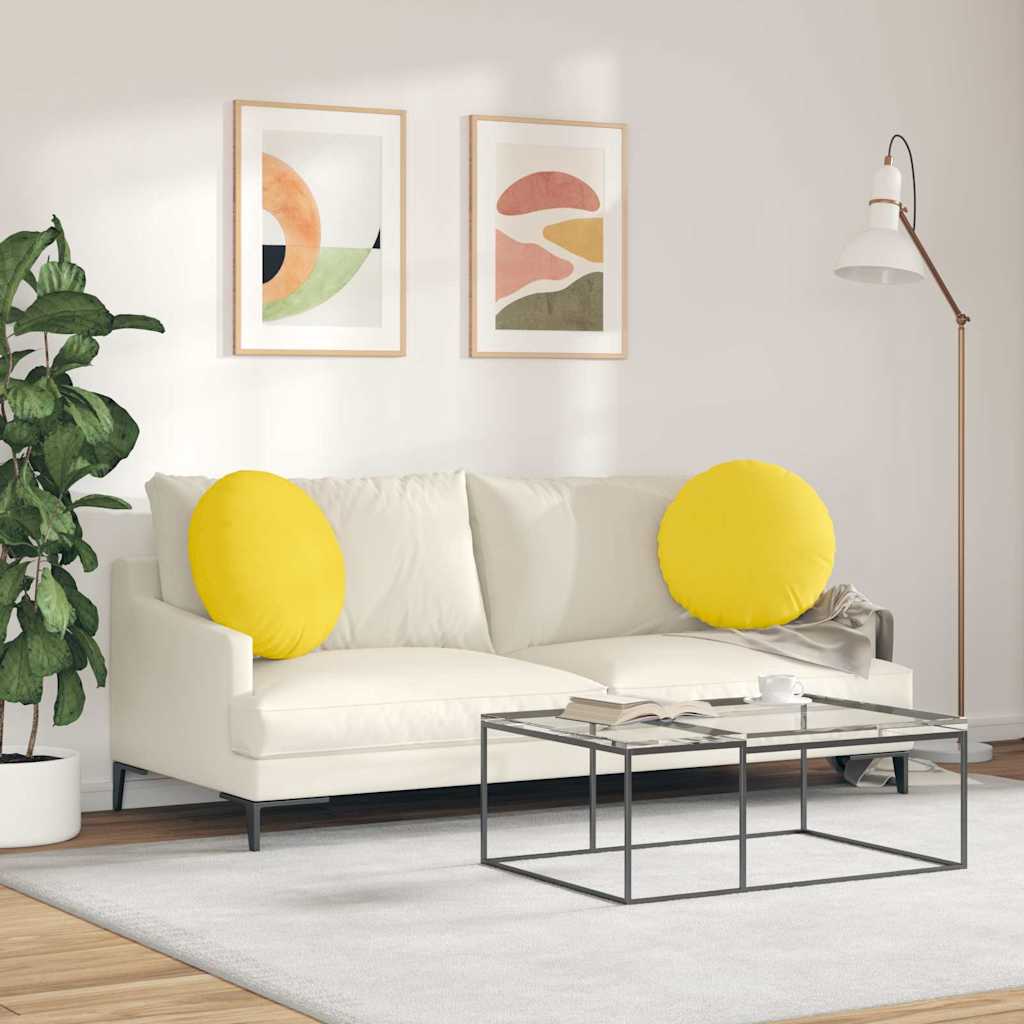 Μαξιλάρια καθισμάτων 2 pcs Απαλό Κίτρινο Ø50 x 19 εκ ύφασμα