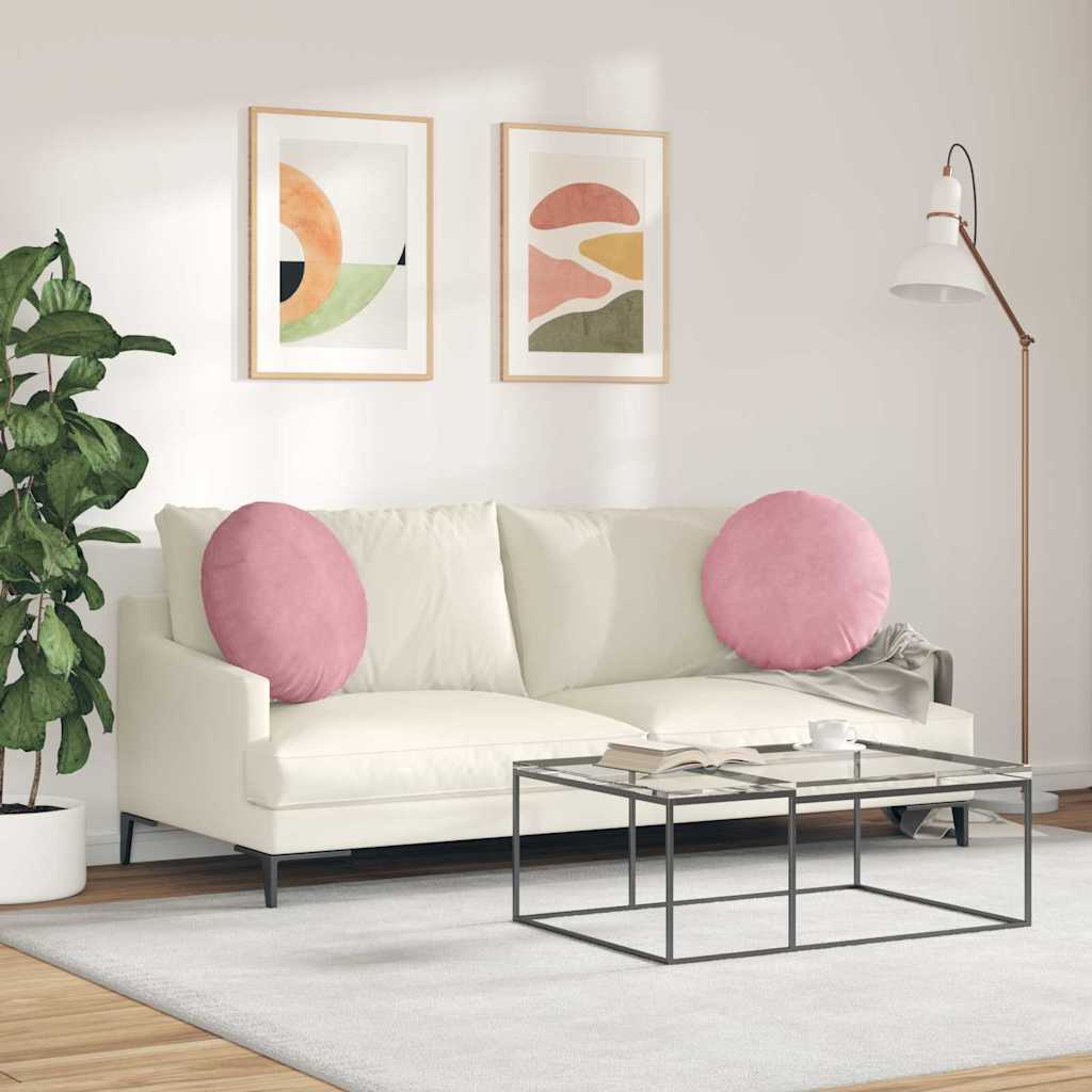 Μαξιλάρια καθισμάτων 2 pcs Ροζ Ø 40 x 13 εκ. Βελούδο - Pakobazaar