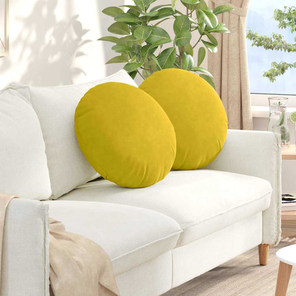 Μαξιλάρια καθισμάτων 2 pcs Κίτρινο Ø50 x 19 εκ Βελούδο