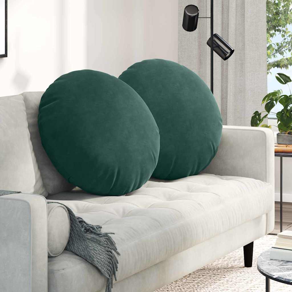 Μαξιλάρια καθισμάτων 2 pcs Σκούρο Πράσινο Ø60 x 21 εκ Βελούδο