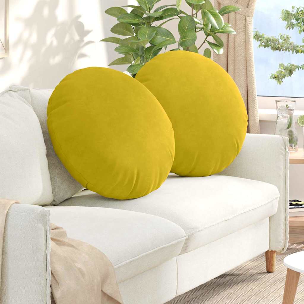 Μαξιλάρια καθισμάτων 2 pcs Κίτρινο Ø60 x 21 εκ Βελούδο