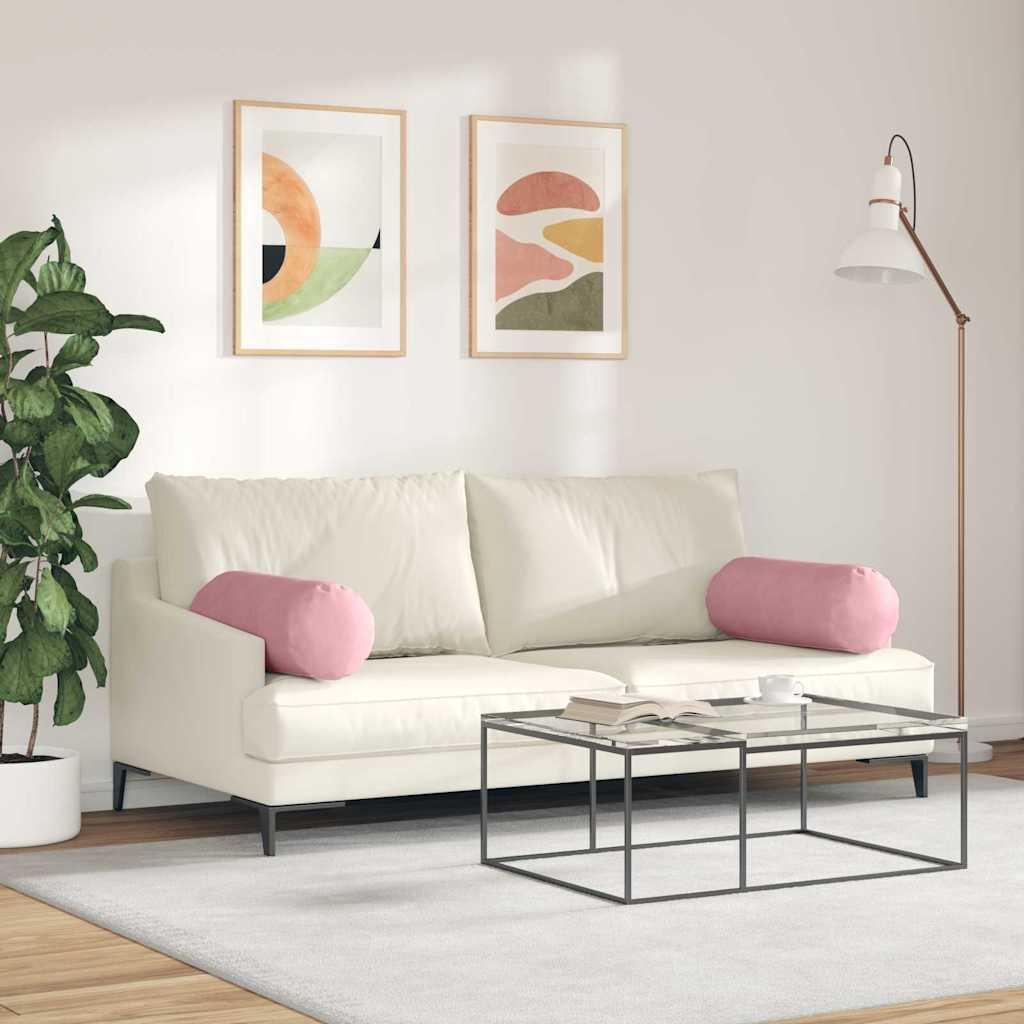 Μαξιλάρια Στήριγμα 2 pcs Ροζ Ø 25 x 70 cm Υφασμάτινο Κορντουρά
