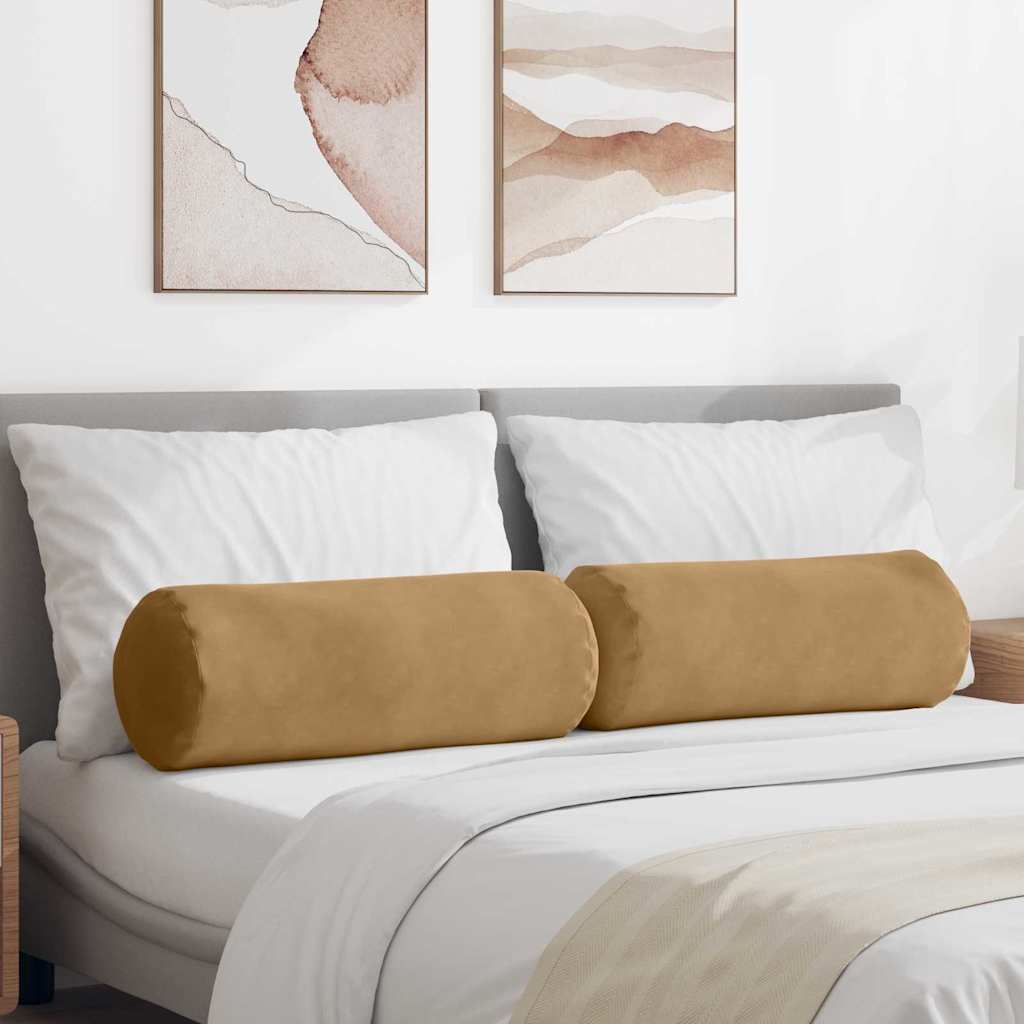 Μαξιλάρια Στήριγμα 2 pcs Καφέ Ø 25 x 70 cm Υφασμάτινο Κορντουρά