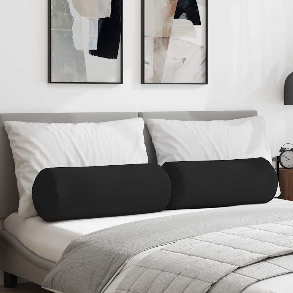 Μαξιλάρια Στήριγμα 2 pcs Μαύρο Ø 25 x 70 cm Ύφασμα Μικροΐνας - Pakobazaar