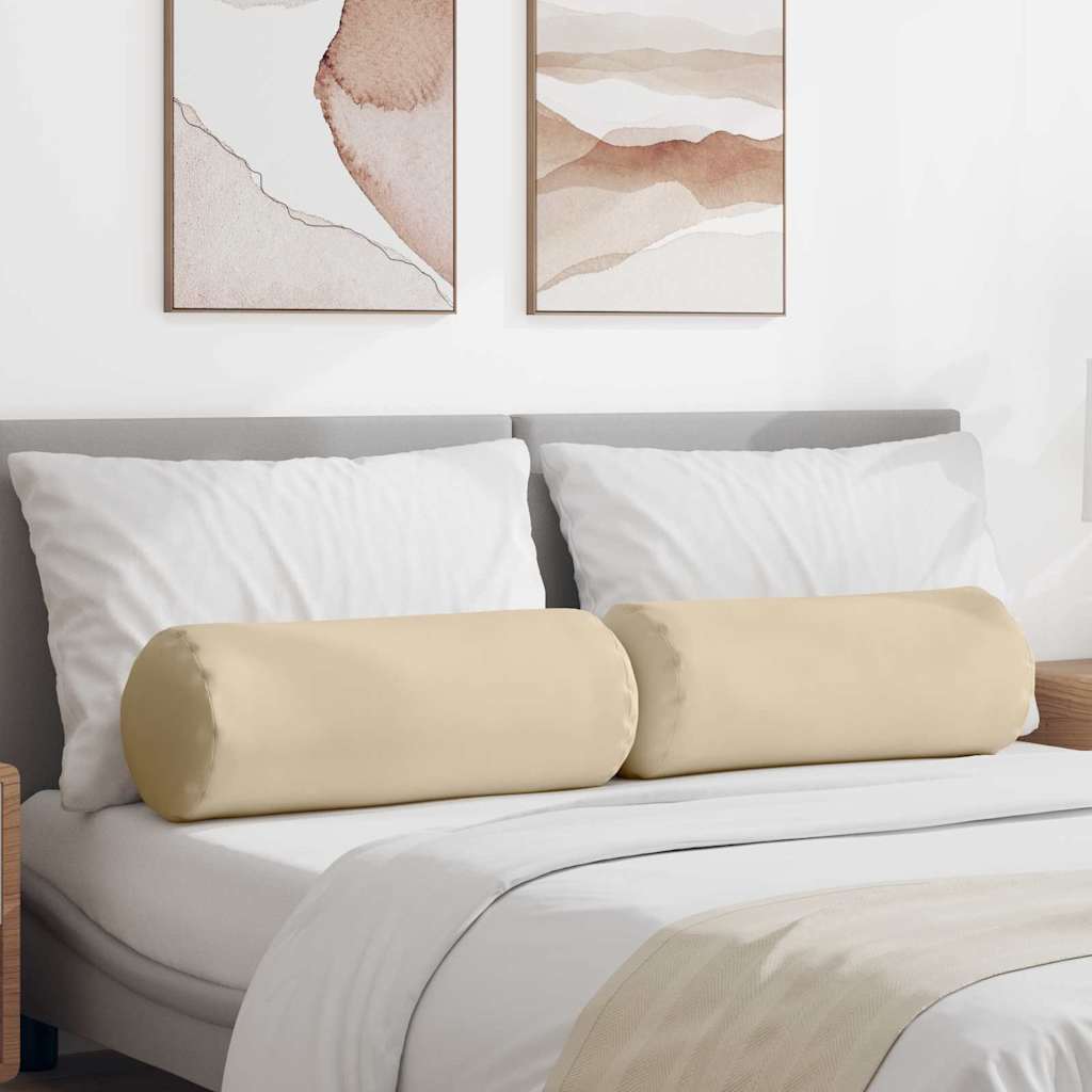Μαξιλάρια Στήριγμα 2 pcs Κρεμ Ø 25 x 70 cm Ύφασμα Μικροΐνας