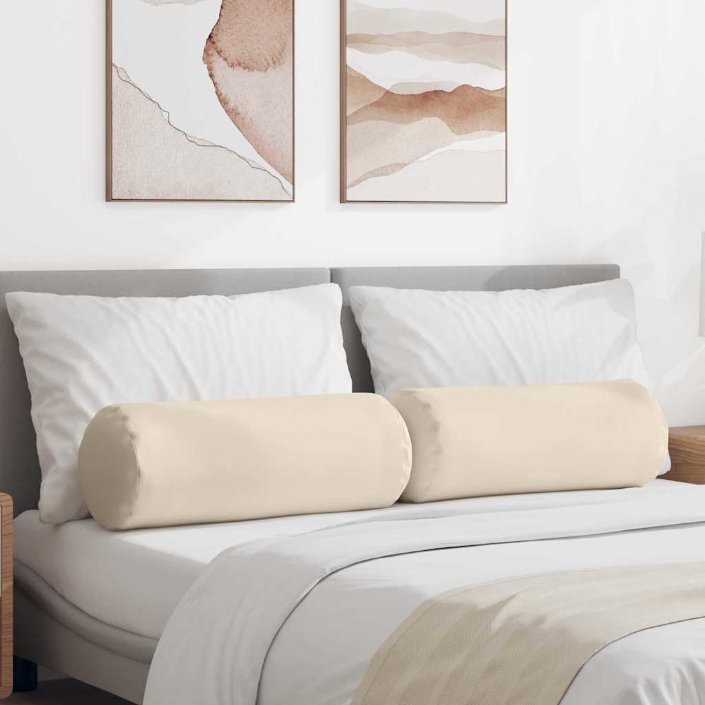 Μαξιλάρια Στήριγμα 2 pcs Μπεζ Ø 25 x 70 cm Ύφασμα Μικροΐνας