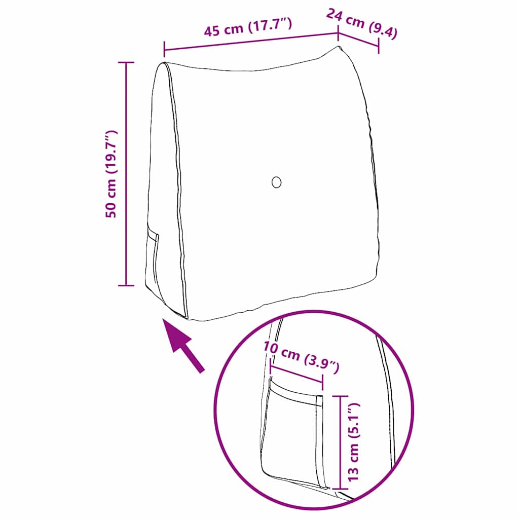 Μαξιλάρι Πλάτης Μπλε 45 x 24 x 50 εκ Βελούδο