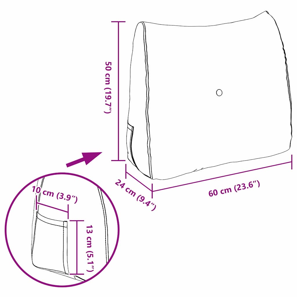 Μαξιλάρι Πλάτης Ροζ 60 x 24 x 50 εκ ύφασμα