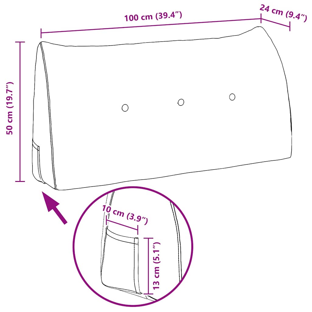 Μαξιλάρι Πλάτης Λευκό 100 x 24 x 50 εκ ύφασμα - Pakobazaar