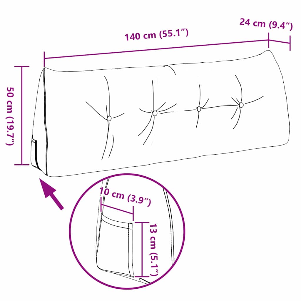 Μαξιλάρι Πλάτης Λευκό 140 x 24 x 50 εκ ύφασμα - Pakobazaar