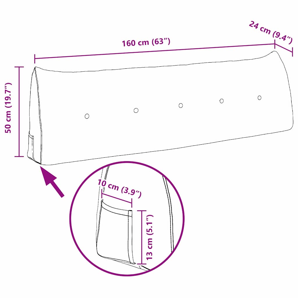 Μαξιλάρι Πλάτης Κρεμ 160 x 24 x 50 εκ ύφασμα - Pakobazaar
