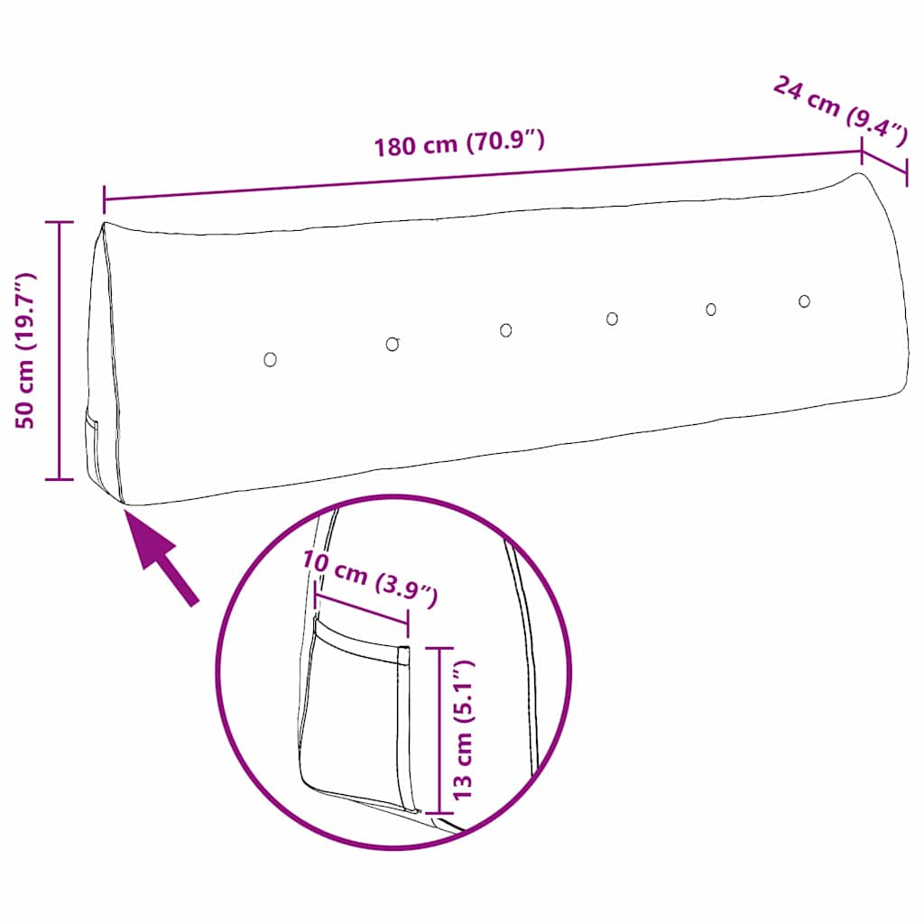 Μαξιλάρι Πλάτης Μαύρο 180 x 24 x 50 εκ ύφασμα - Pakobazaar