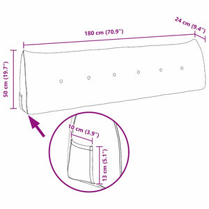 Μαξιλάρι Πλάτης Μαύρο 180 x 24 x 50 εκ ύφασμα - Pakobazaar