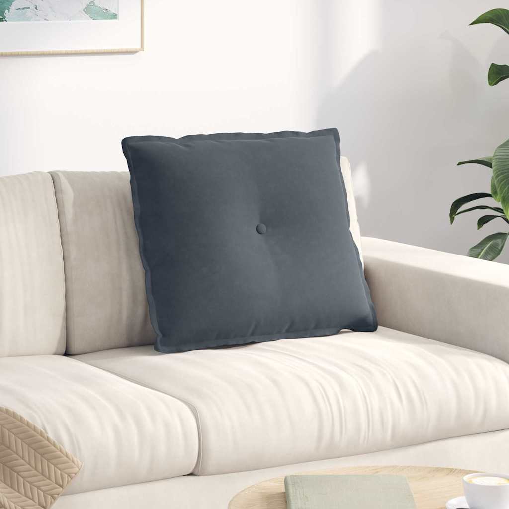 Μαξιλάρι Πλάτης Σκούρο Γκρι 60 x 50 cm Υφασμάτινο Κορντουρά