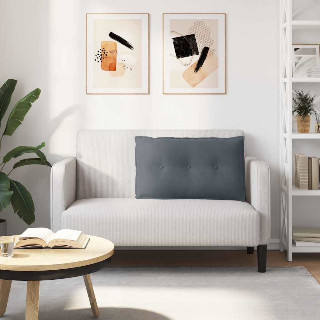 Μαξιλάρι Πλάτης Σκούρο Γκρι 80 x 50 cm Υφασμάτινο Κορντουρά