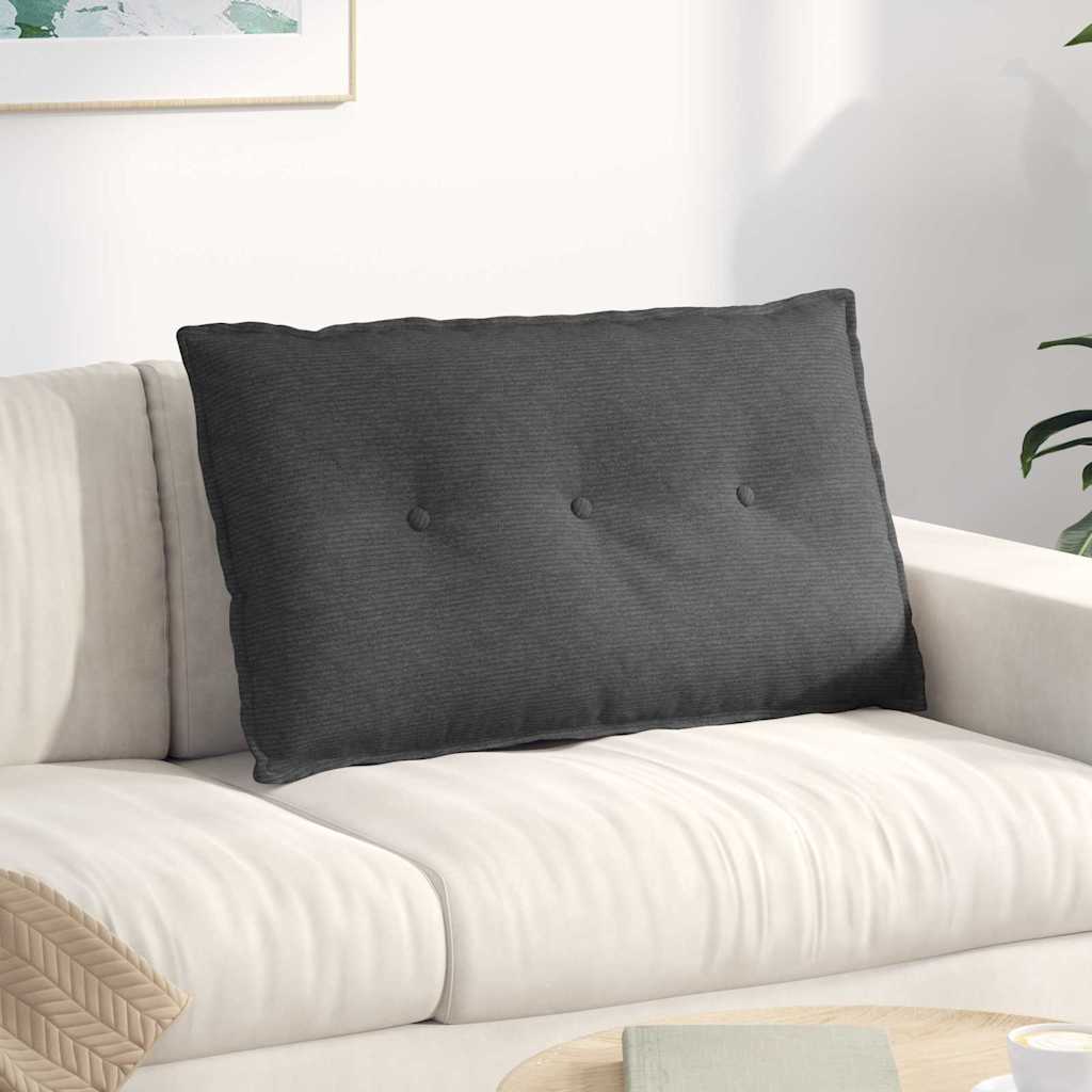 Μαξιλάρι Πλάτης Σκούρο Γκρι 80 x 50 cm Υφασμάτινο Κορντουρά