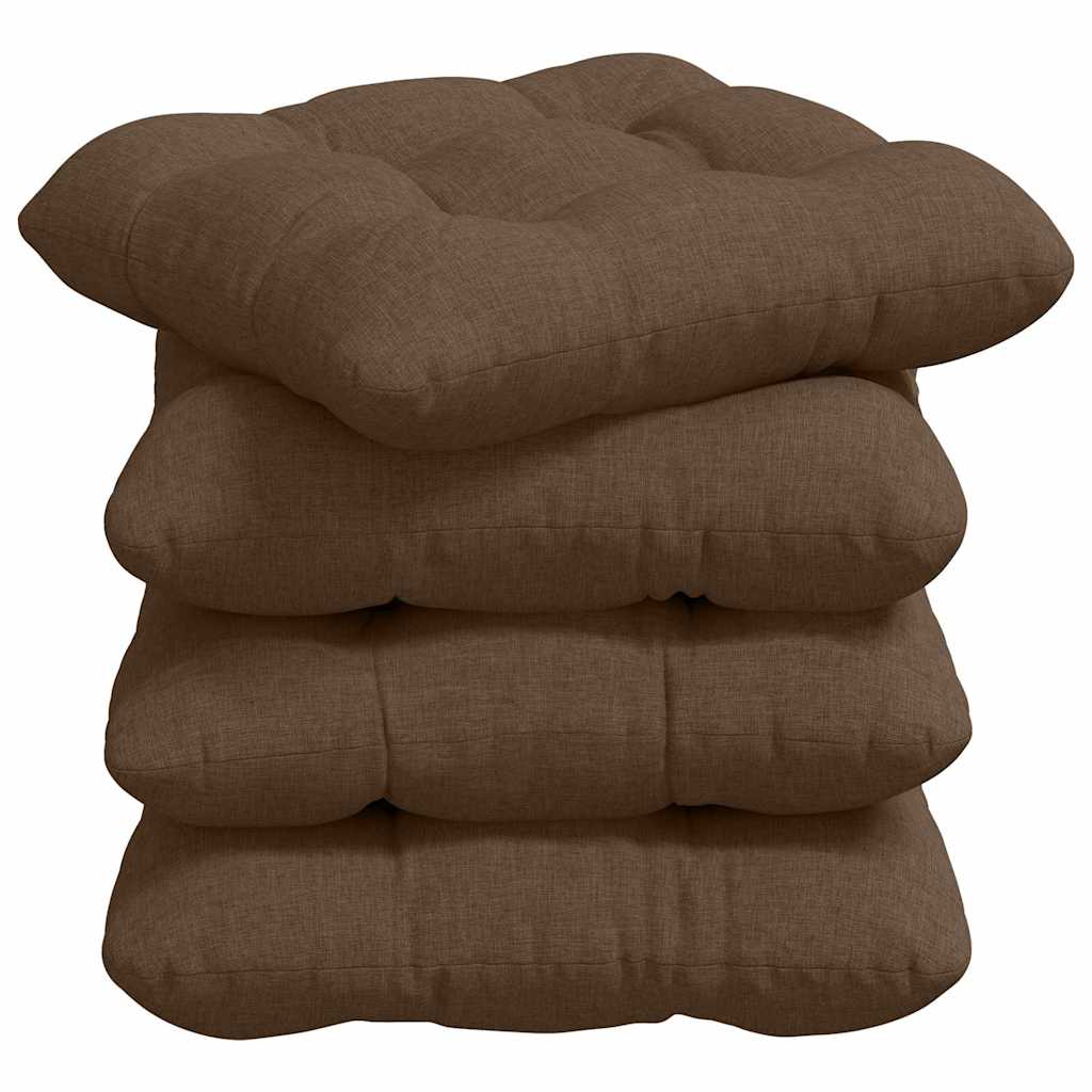 Μαξιλάρια καθισμάτων 4 pcs Καφέ 40 x 40 x 12 εκ. ύφασμα - Pakobazaar