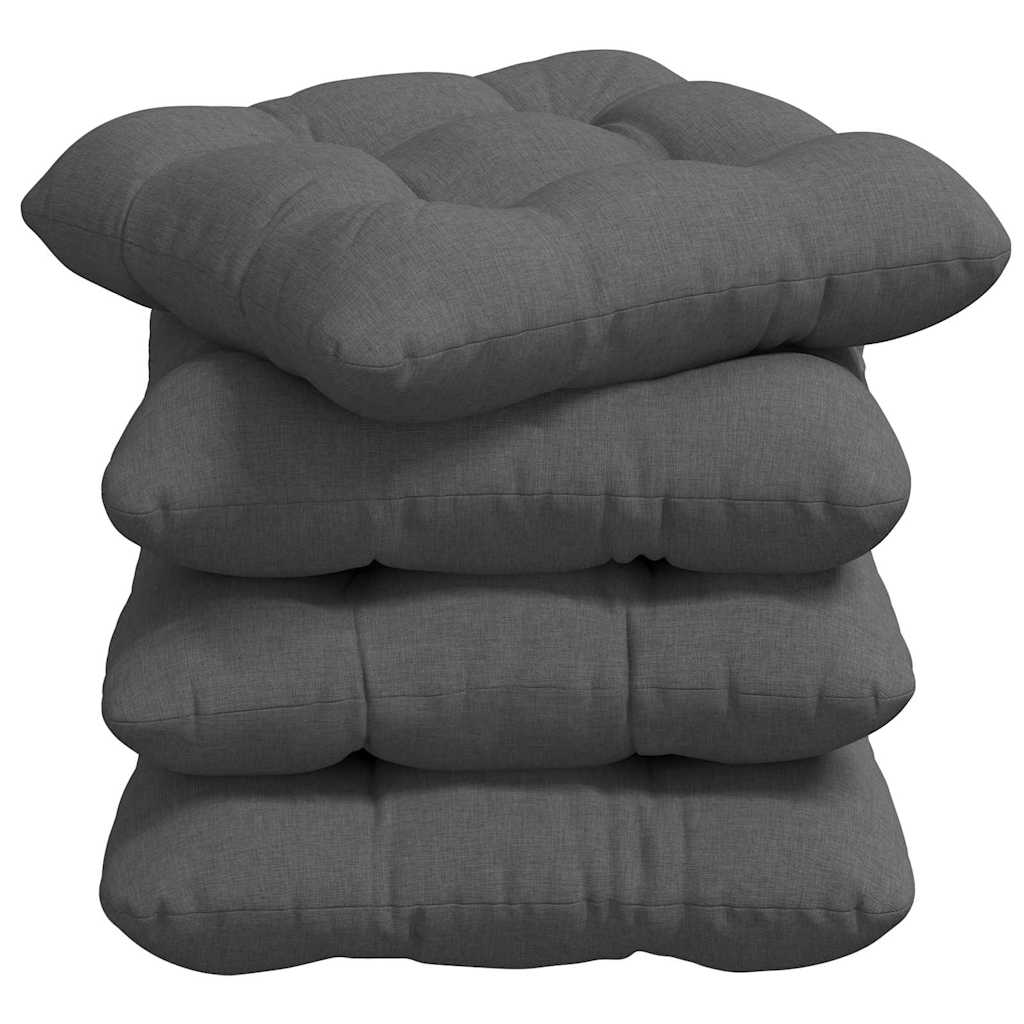 Μαξιλάρια καθισμάτων 4 pcs Σκούρο Γκρι 45 x 45 x 12 εκ. ύφασμα - Pakobazaar