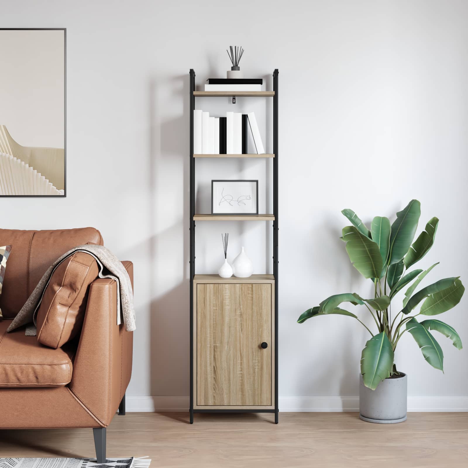 Βιβλιοθήκη Δρύς Sonoma 40 x 24 x 161 εκ Επεξεργασμένο ξύλο - Pakobazaar