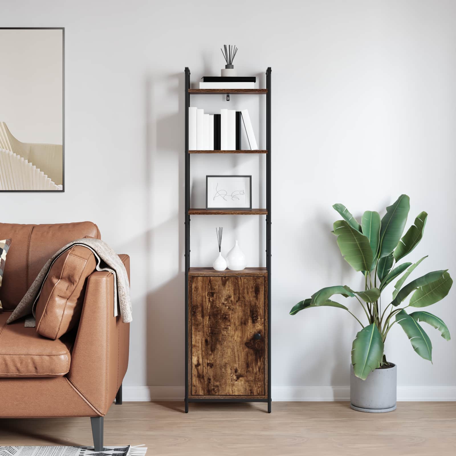 Βιβλιοθήκη Καπνιστό Δρύς 40 x 24 x 161 εκ Επεξεργασμένο ξύλο - Pakobazaar