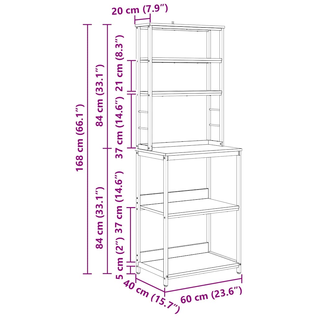 Ράφι Κουζίνας Artisan Oak 60 x 40 x 168 εκ Επεξεργασμένο ξύλο - Pakobazaar