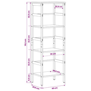 Ράφι Βιβλίων Γκρίζο Σονομα 40 x 29,5 x 115 εκ - Pakobazaar