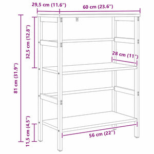 Ράφι Βιβλίων 2 επιπέδων 60 x 29,5 x 81 εκ Επεξεργασμένο Ξύλο