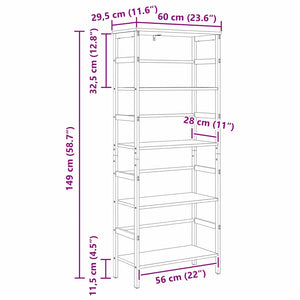 Ράφι Βιβλίων 4 επιπέδων 60 x 29,5 x 149 εκ Επεξεργασμένο Ξύλο