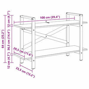 Ράφι Βιβλίων 2 επιπέδων 100 x 33,5 x 64 εκ Επεξεργασμένο Ξύλο