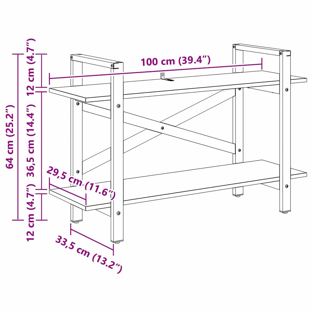Ράφι Βιβλίων Καπνιστό Δρύς 100 x 33,5 x 64 εκ - Pakobazaar