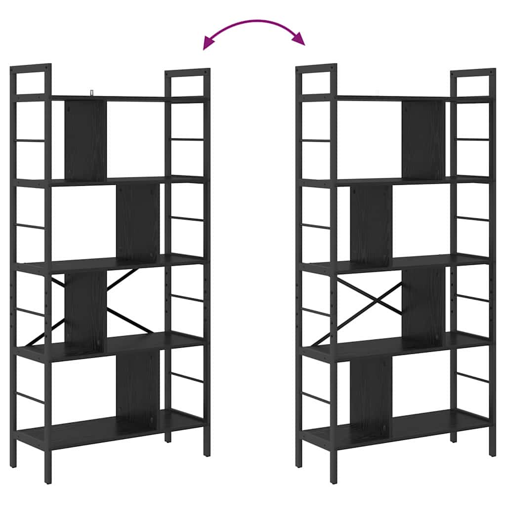 Ράφι Βιβλίων Μαύρη Οξυά 75 x 30 x 156 εκ. Επεξεργασμένο ξύλο