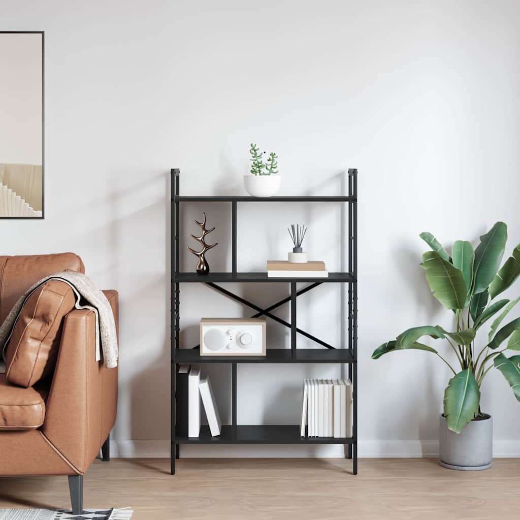 Ράφι Βιβλίων Μαύρη Οξυά 75 x 30 x 123,5 εκ. Επεξεργασμένο ξύλο
