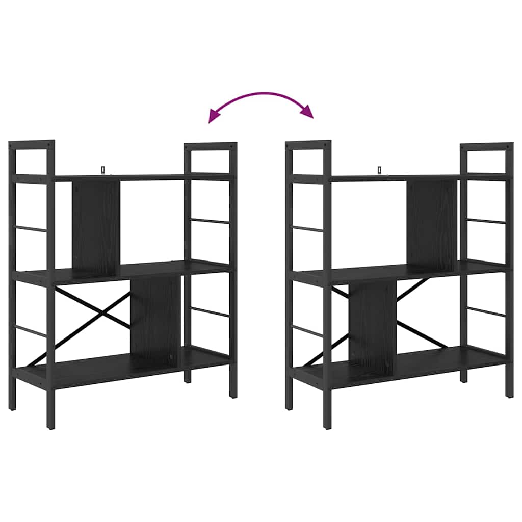 Ράφι Βιβλίων Μαύρη Οξυά 75 x 30 x 91 εκ. Επεξεργασμένο ξύλο - Pakobazaar