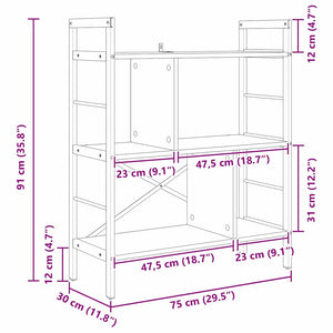 Ράφι Βιβλίων 5 επιπέδων 75 x 30 x 91 εκ. Επεξεργασμένο Ξύλο
