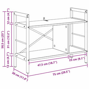 Ράφι Βιβλίων 3 επιπέδων 75 x 30 x 58,5 εκ. Επεξεργασμένο Ξύλο