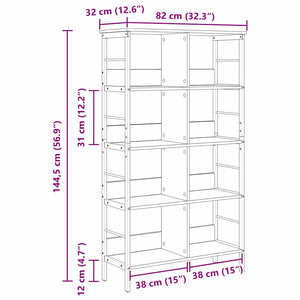 Ράφι Βιβλίων 8 επιπέδων 82 x 32 x 144,5 εκ. Επεξεργασμένο Ξύλο