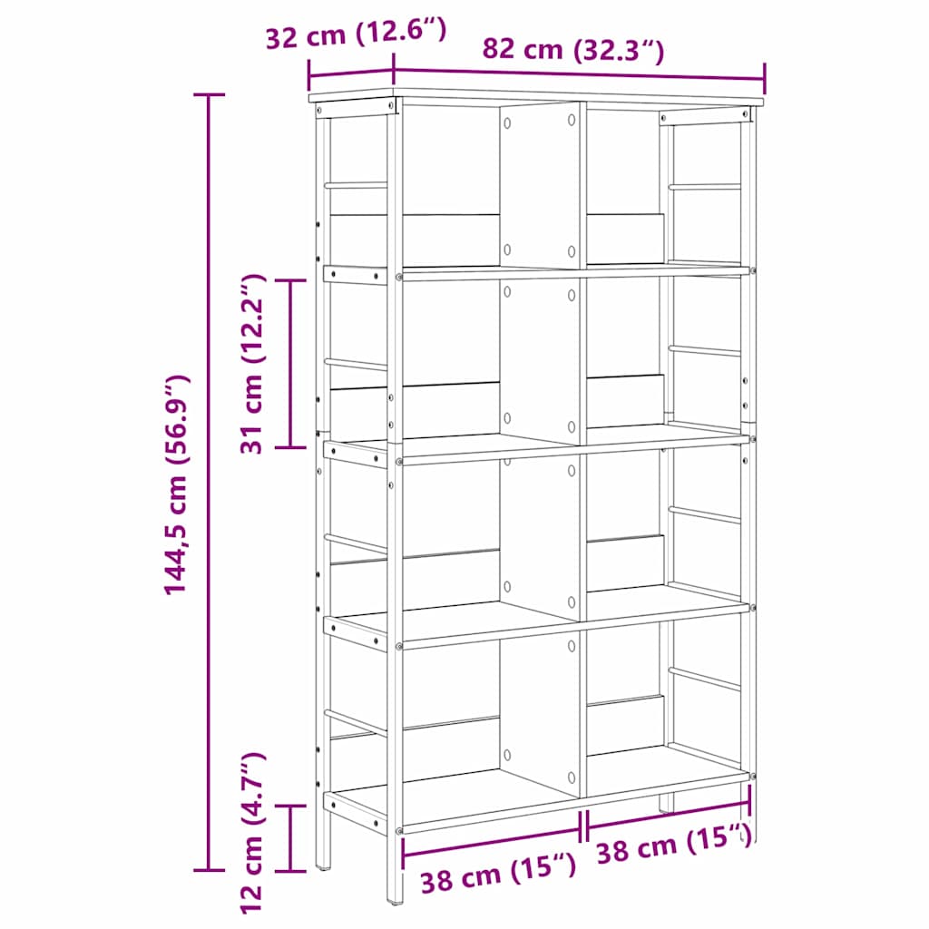 Ράφι Βιβλίων Δρύς Sonoma 82 x 32 x 144,5 εκ. Επεξεργασμένο ξύλο - Pakobazaar