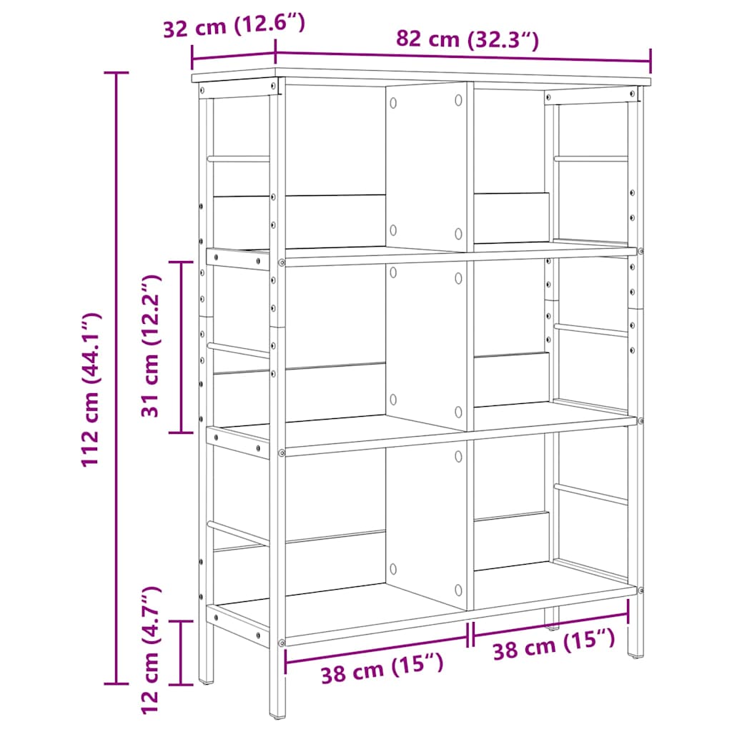 Ράφι Βιβλίων Γκρίζο Σονομα 82 x 32 x 112 εκ. Επεξεργασμένο ξύλο