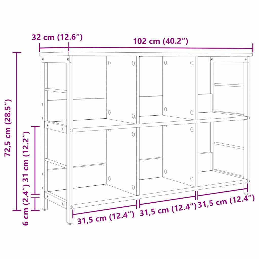 Ράφι Βιβλίων Μαύρη Οξυά 102 x 32 x 72,5 εκ. Επεξεργασμένο ξύλο
