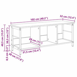 Ράφι Βιβλίων 3 επιπέδων 102 x 32 x 40,5 εκ. Επεξεργασμένο Ξύλο