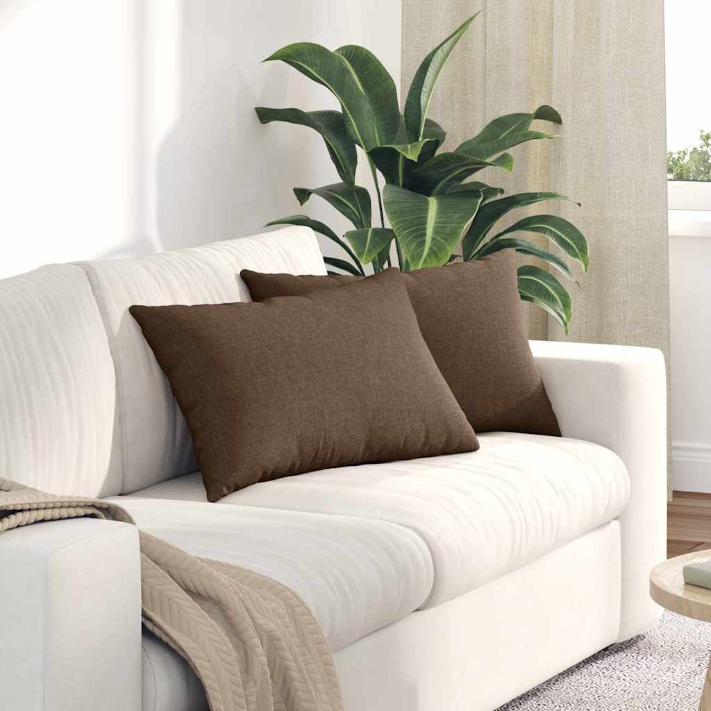 Μαξιλάρι Καναπέ 2 pcs Καφέ 60 x 40 cm ύφασμα - Pakobazaar