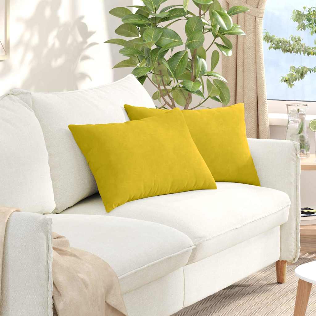 Μαξιλάρι Καναπέ 2 pcs Κίτρινο 60 x 40 cm Υφασμάτινο Κορντουρά