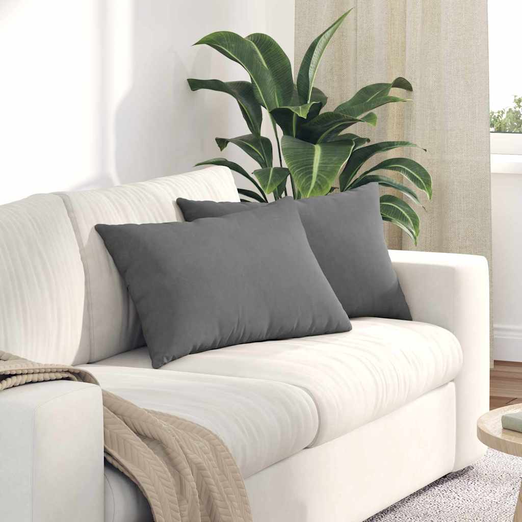 Μαξιλάρι Καναπέ 2 pcs Σκούρο Γκρι 60 x 40 cm ύφασμα