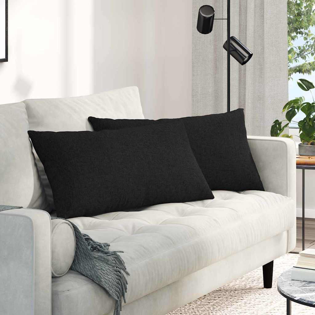Μαξιλάρι Καναπέ 2 pcs Μαύρο 80 x 40 cm ύφασμα