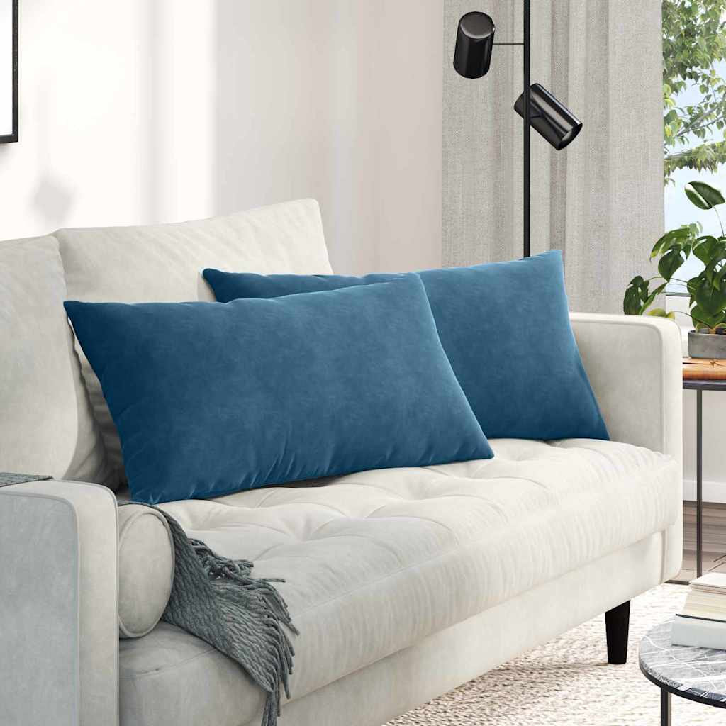 Μαξιλάρι Καναπέ 2 pcs Μπλε 80 x 40 cm Υφασμάτινο Κορντουρά